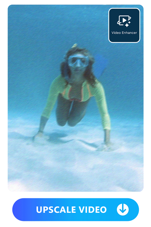 a vague woman diving in the ocean video being upscaled with PowerDirector